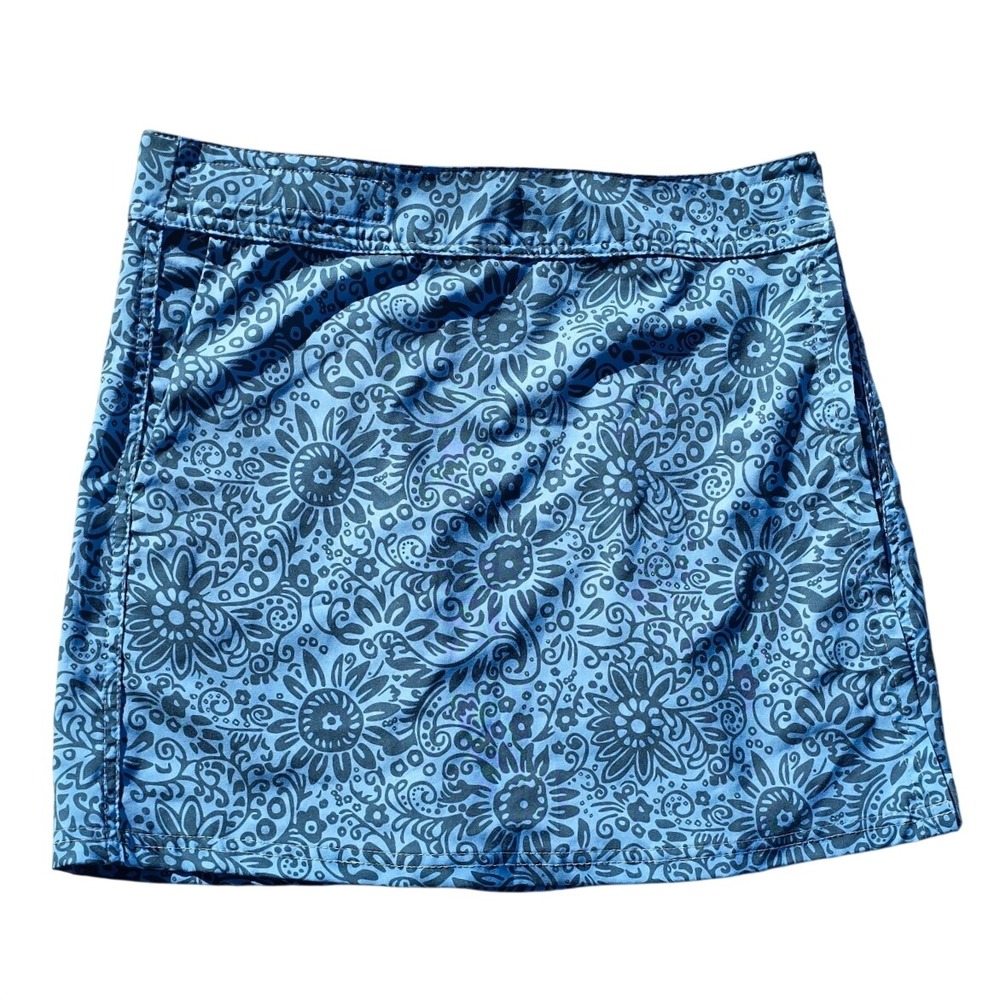 NWOT RipSkirt Hawaii Blue teal Floral Wrap Mini Skirt Beach SEIM Adjustable XS/S